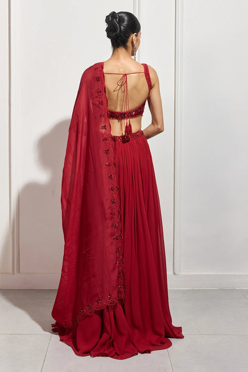 The Akari Red Lehenga Set