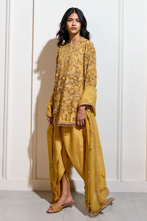 The Aki Mustard Dhoti Set