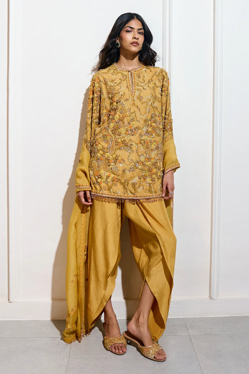 The Aki Mustard Dhoti Set