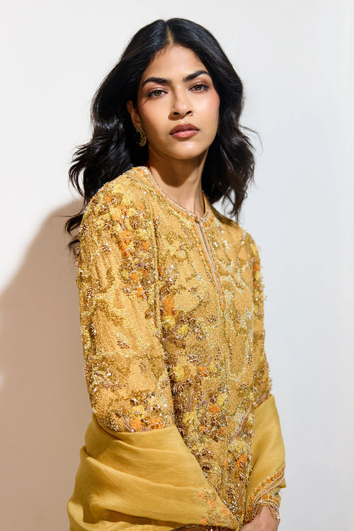 The Aki Mustard Dhoti Set