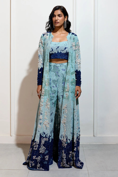 The Indigo Bloom Jacket Set
