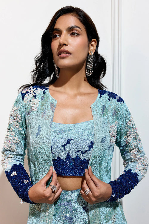 The Indigo Bloom Jacket Set