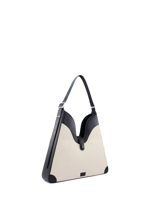 Melina Canvas Sand Black Shoulder Bag
