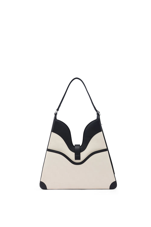 Melina Canvas Sand Black Shoulder Bag