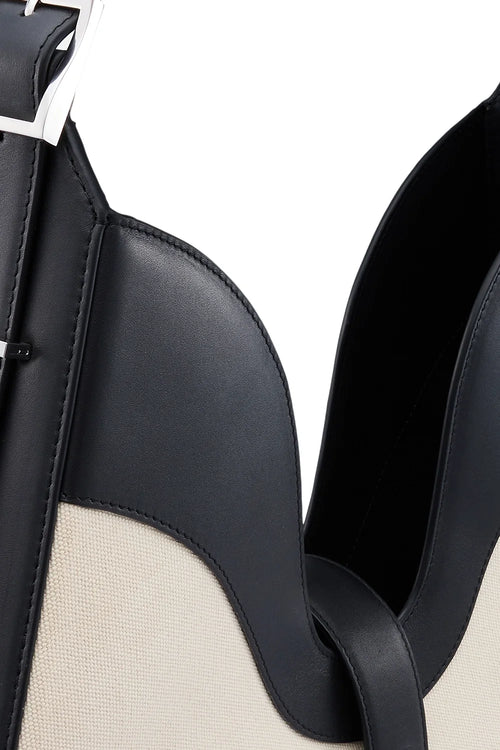 Melina Canvas Sand Black Shoulder Bag