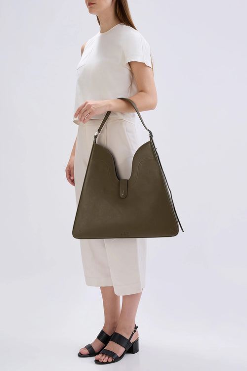 Melina Wood Nappa Shoulder Bag