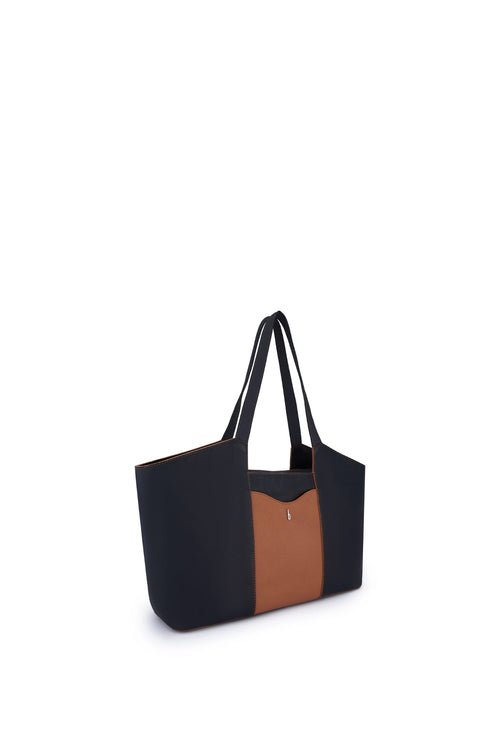 Melina Black Tan Combo Tote Bag