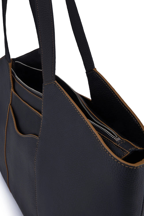 Melina Black Tan Combo Tote Bag