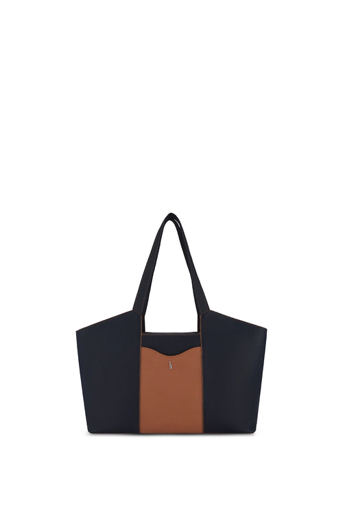 Melina Black Tan Combo Tote Bag