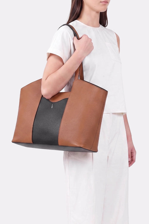 Melina Tan Black Combo Tote Bag