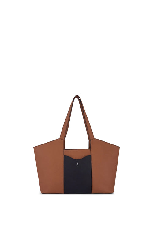 Melina Black Tan Combo Tote Bag