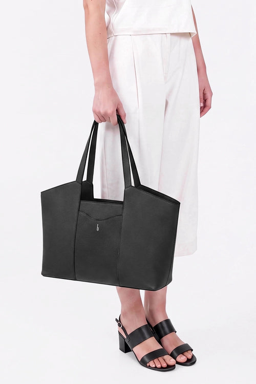 Melina Pebble Black Tote Bag