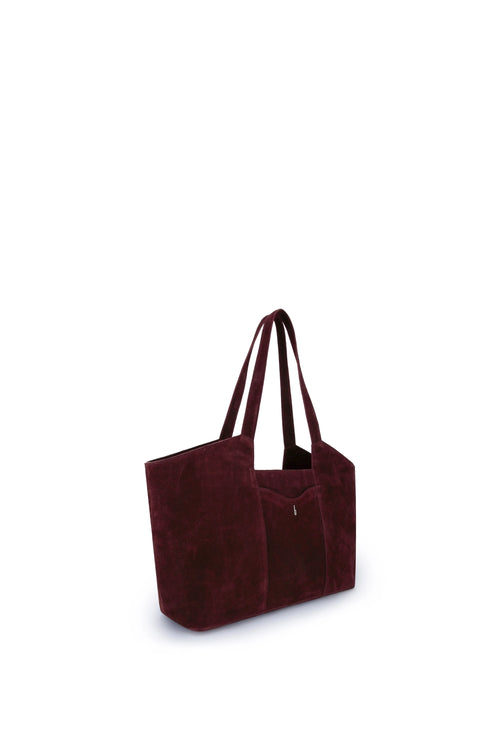 Melina Suede Burgundy Tote Bag