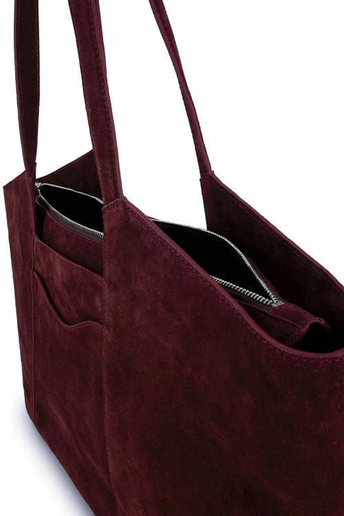Melina Suede Burgundy Tote Bag
