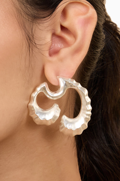 Coral Wave Large Silver Studs