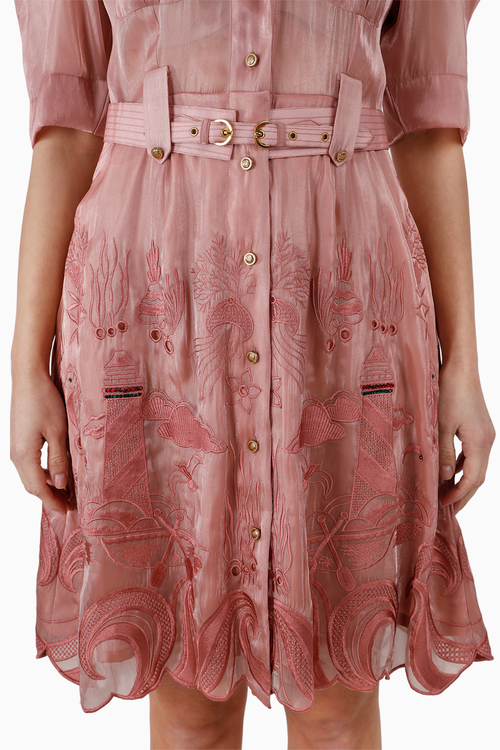 Pink Silk Organza Ocean Dress