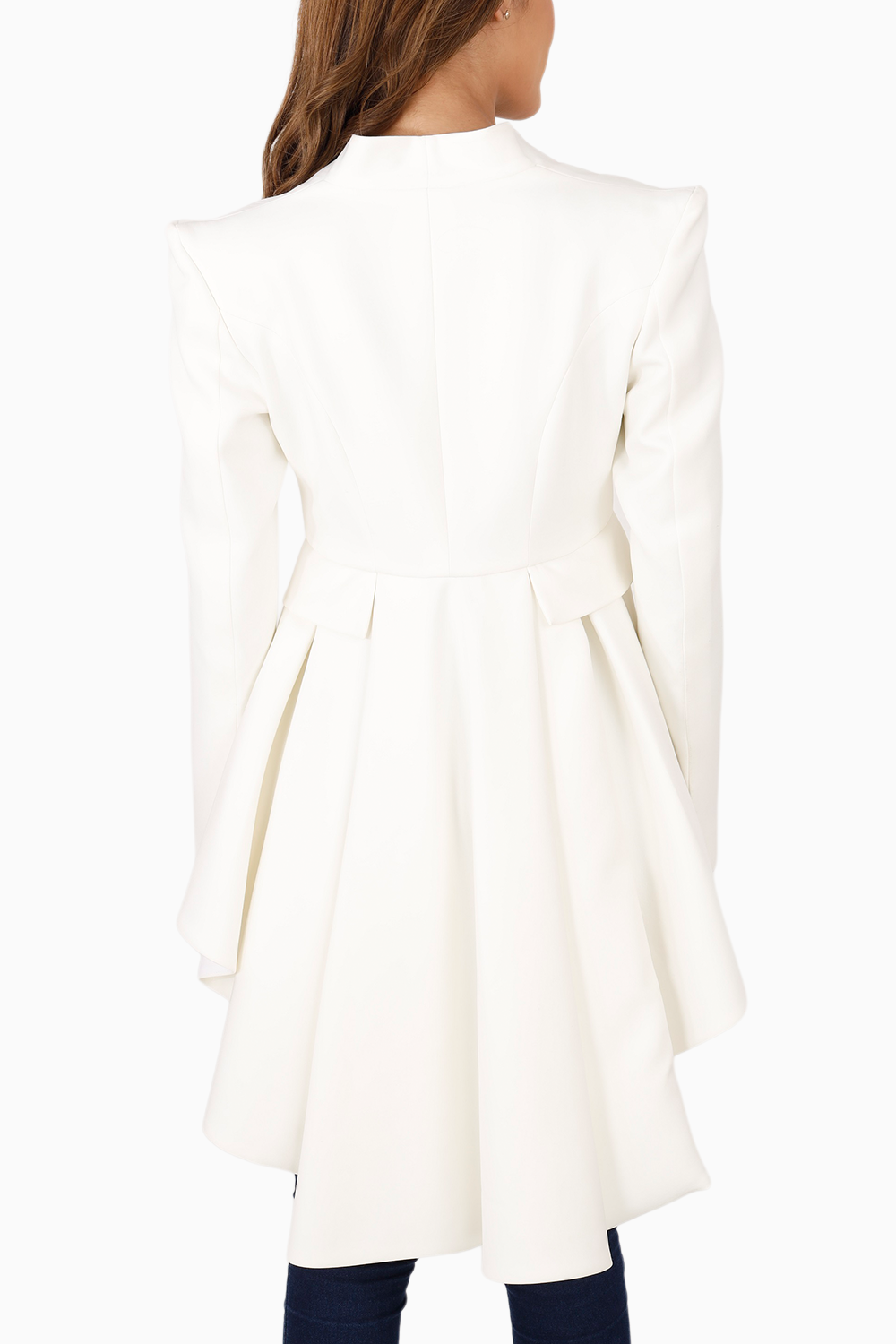 White Hi Low Peplum Tailcoat