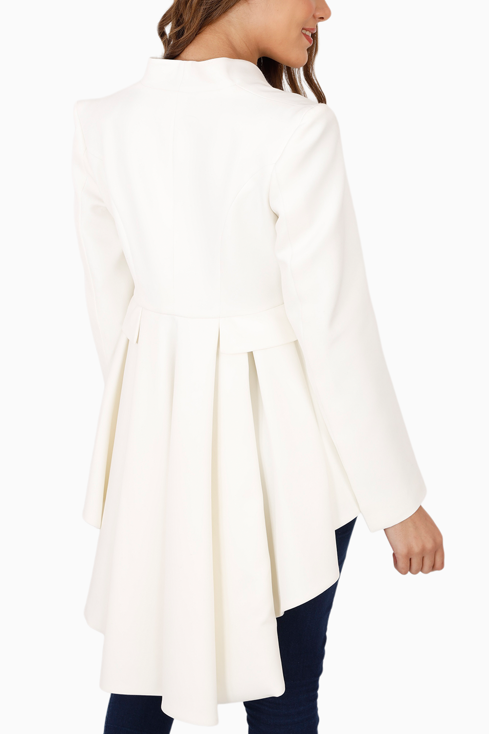 White Hi Low Peplum Tailcoat