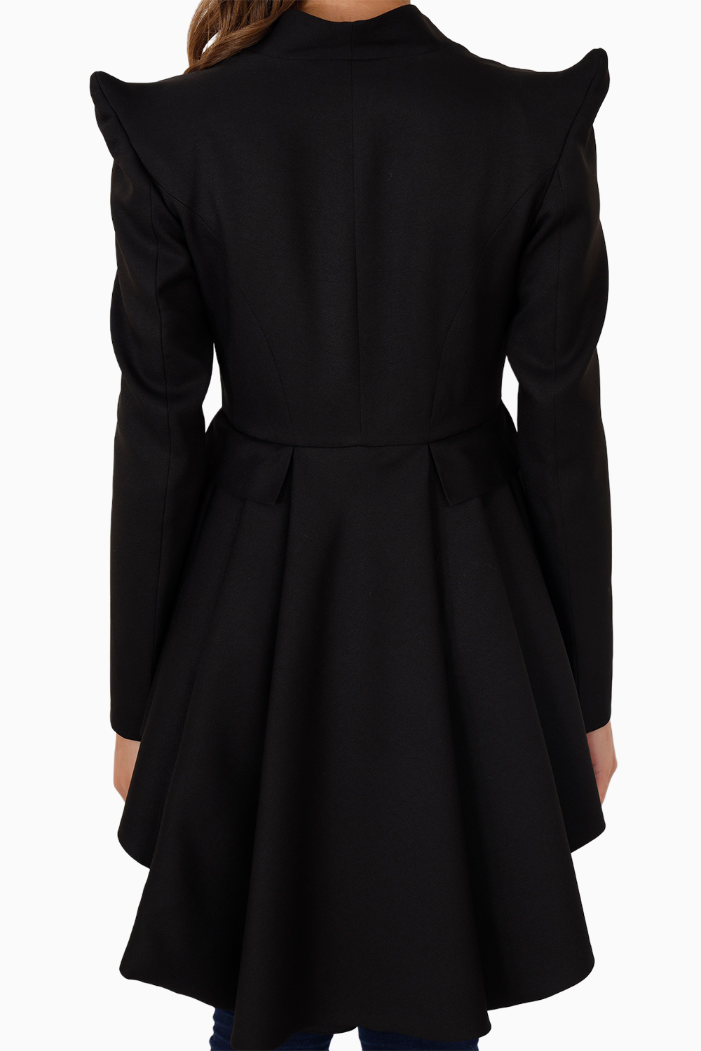 Black Hi Low Peplum Tailcoat