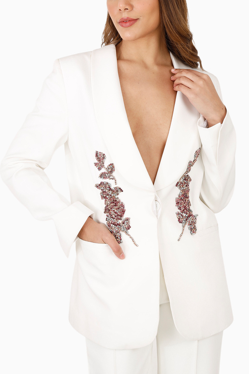 White Blazer with Emboidery