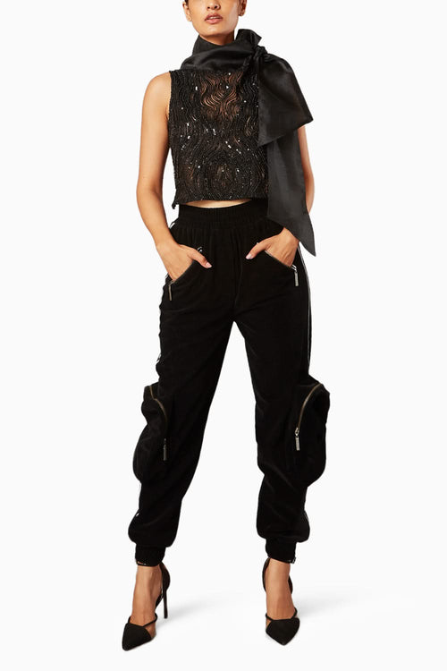 Dripping Black Net Top