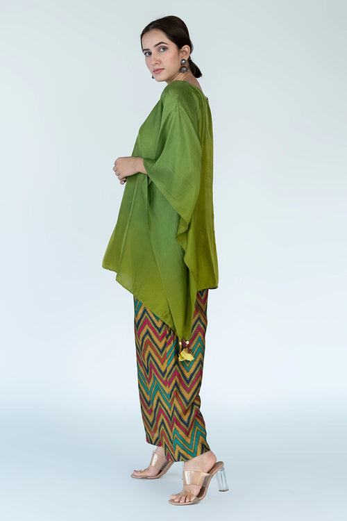 Sage Mustard Ombre Kaftan Top with Zigzag Pants