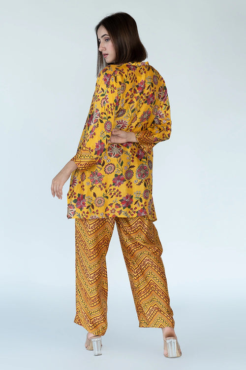 Royal Floral Print Yellow Co-ord Set