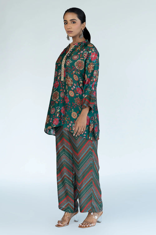 Royal Floral Print Green Co-ord Set