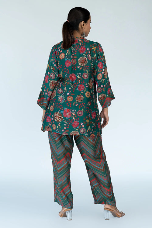 Royal Floral Print Green Co-ord Set