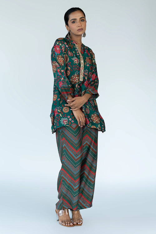 Royal Floral Print Green Co-ord Set