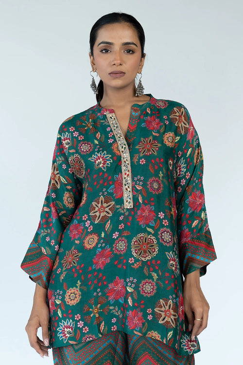 Royal Floral Print Green Co-ord Set