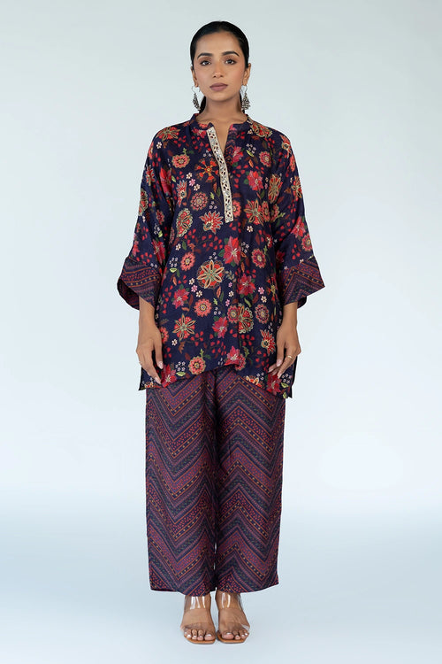 Royal Floral Print Purple Co-ord Set