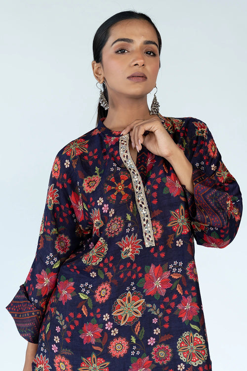 Royal Floral Print Purple Co-ord Set