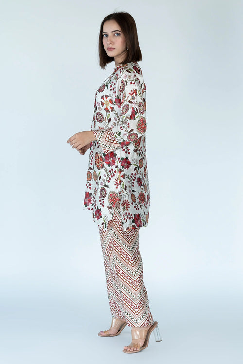Royal Floral Print Ivory Co-ord Set