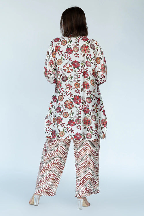 Royal Floral Print Ivory Co-ord Set