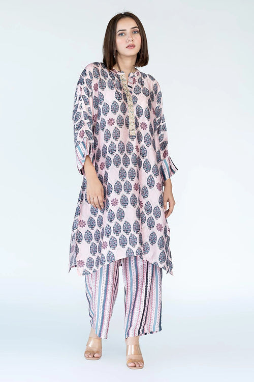 Rose Pink Mughal Boota Co-ord Set