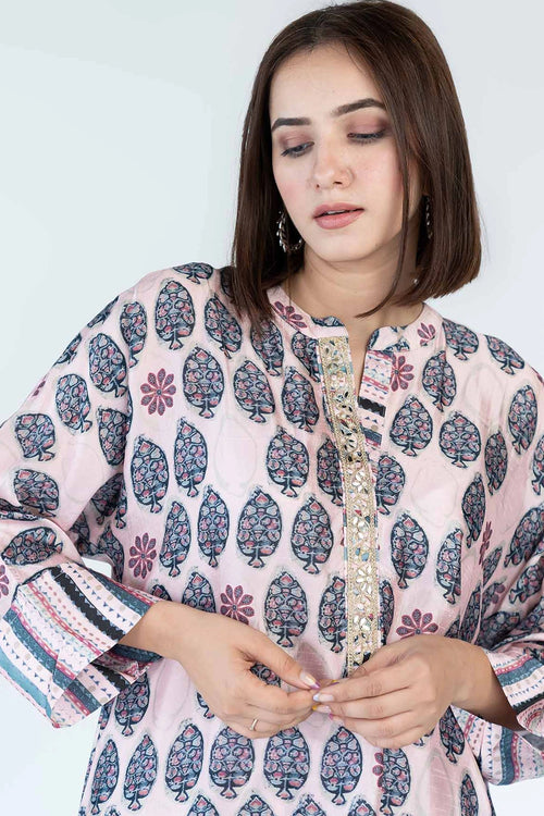 Rose Pink Mughal Boota Co-ord Set