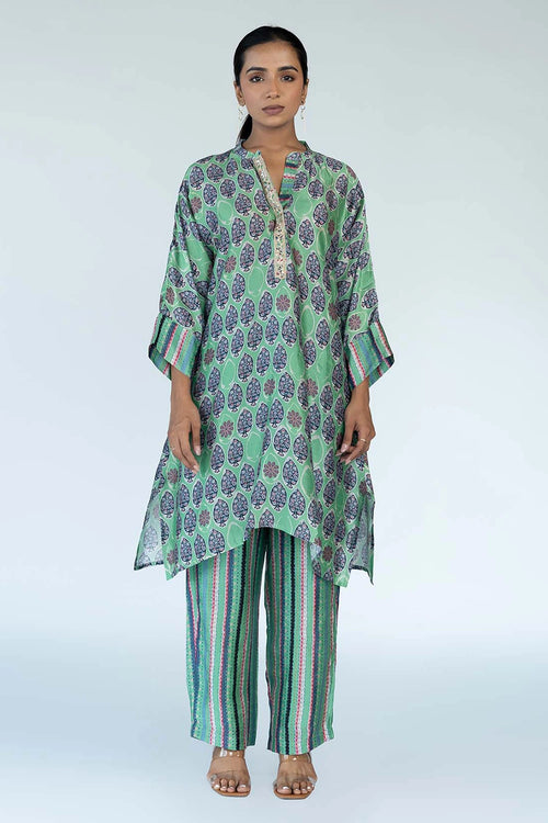 Green Mughal Boota Co-ord Set