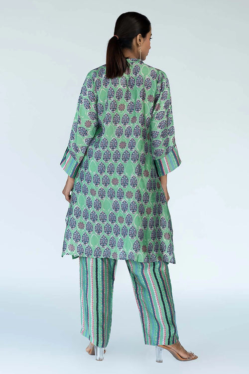 Green Mughal Boota Co-ord Set