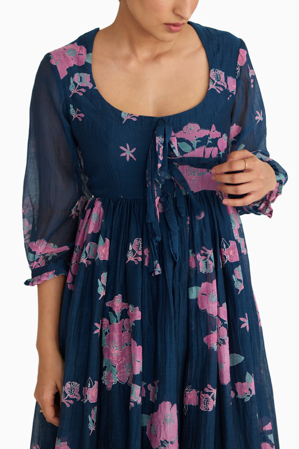 Midnight Blue Bougainvillea Dress