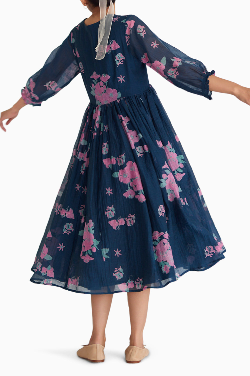 Midnight Blue Bougainvillea Dress