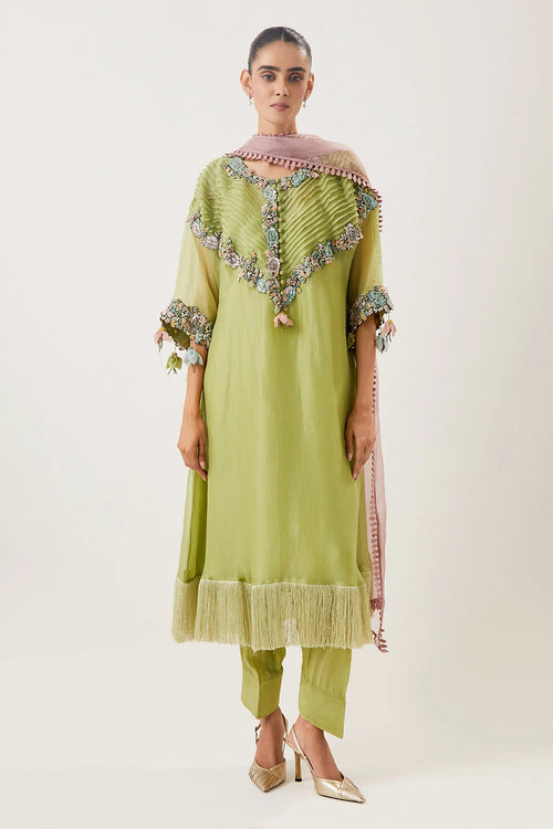Pintucks Pista Kurta Set