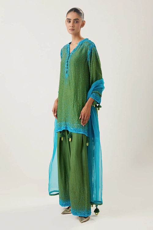Mannat Dark Mehendi Kurta Set