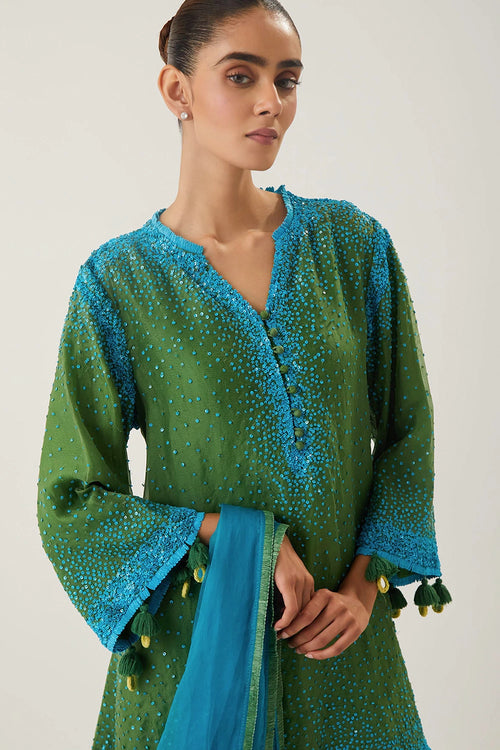 Mannat Dark Mehendi Kurta Set