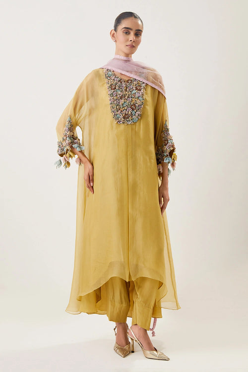 Raha Butter Yellow Kurta Set