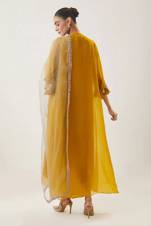 Saanjh Mustard Yellow Kaftan Set