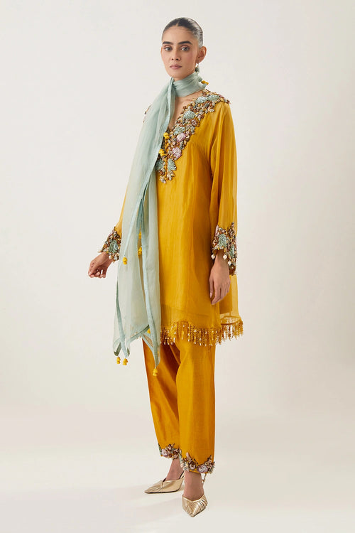 Zeenat Mustard Yellow Kurta Set
