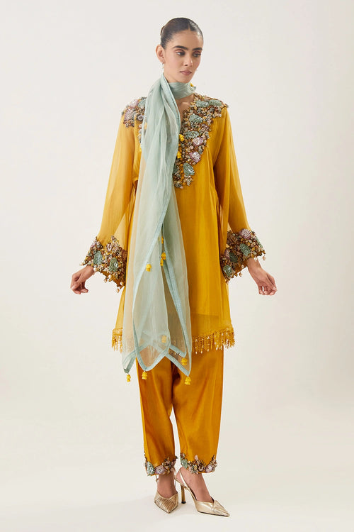 Zeenat Mustard Yellow Kurta Set