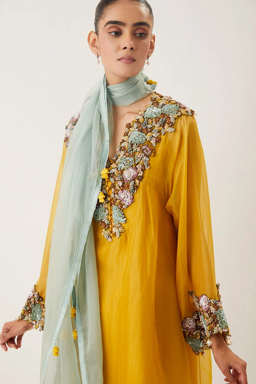 Zeenat Mustard Yellow Kurta Set