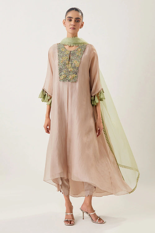 Saanjh Beige Kaftan Set